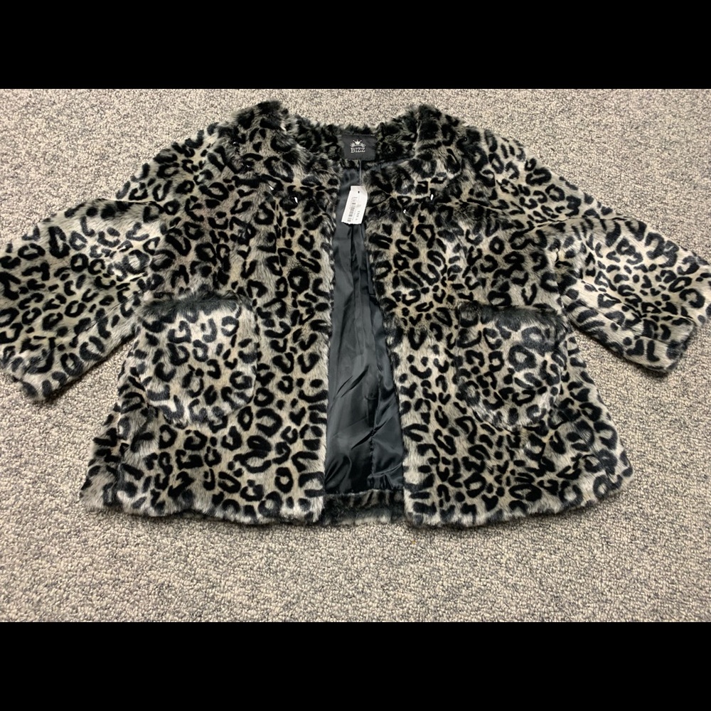 Fur Leopard jacket by bizz. Never worn